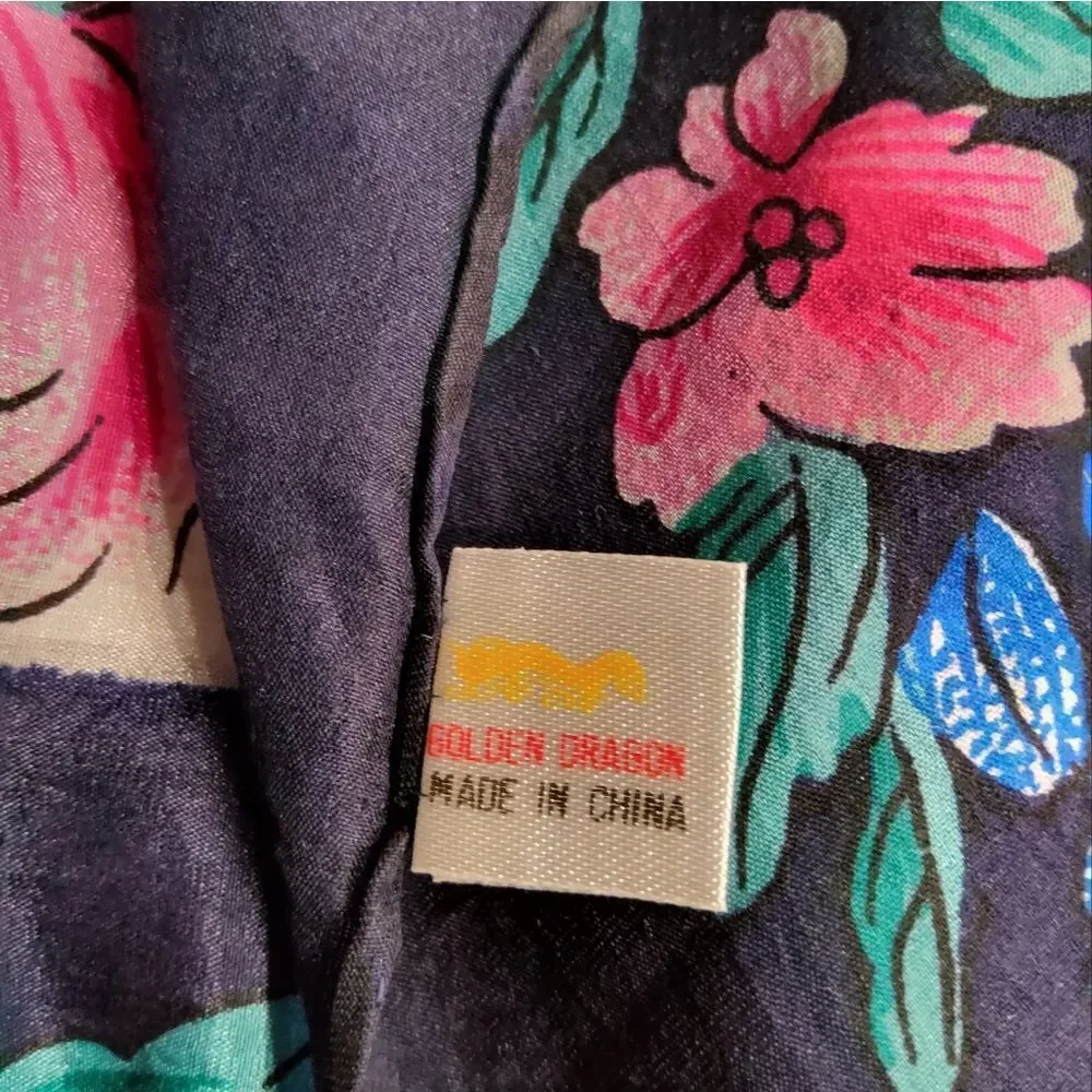 Golden Dragon Vintage Silk Square Scarf